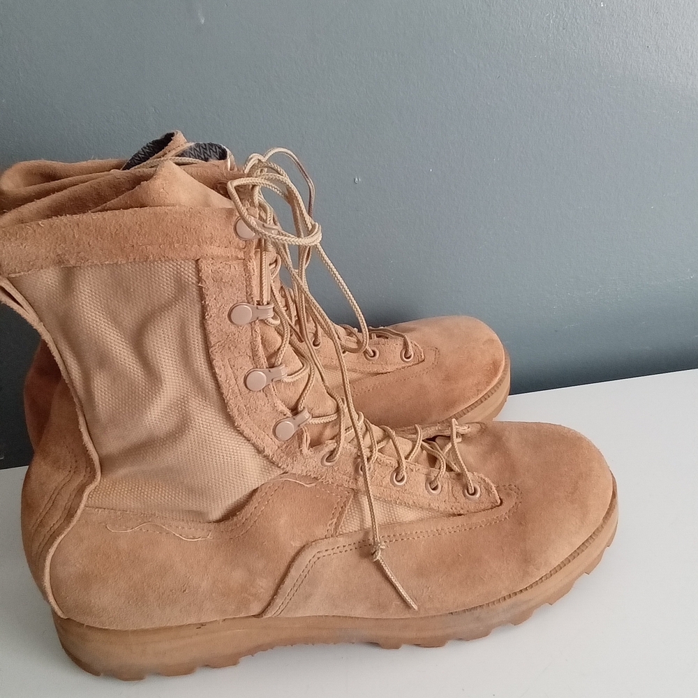 Mens Tan Suede Leather Tactical Military Combat Boots High‎ Top Utility Desert